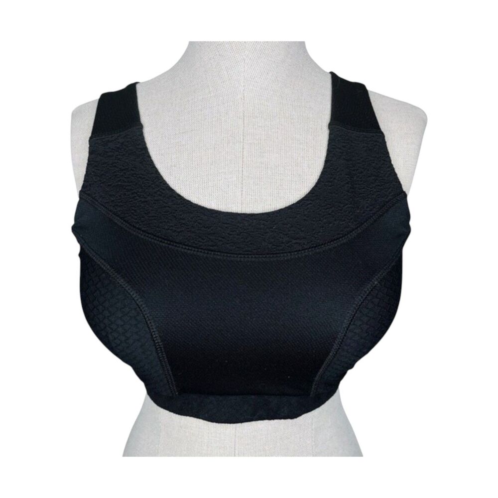 Gymshark True Texture Sports Bra sz M * Solid Black Crossback Padded Wire Free